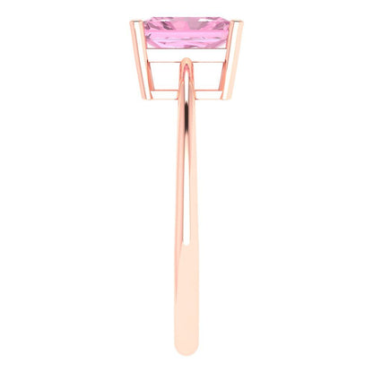 1 cttw Zirconia Simulated Pink Diamond Solitaire  Engagement Ring - Solid Gold (VVS1, Radiant Cut,7x5mm)