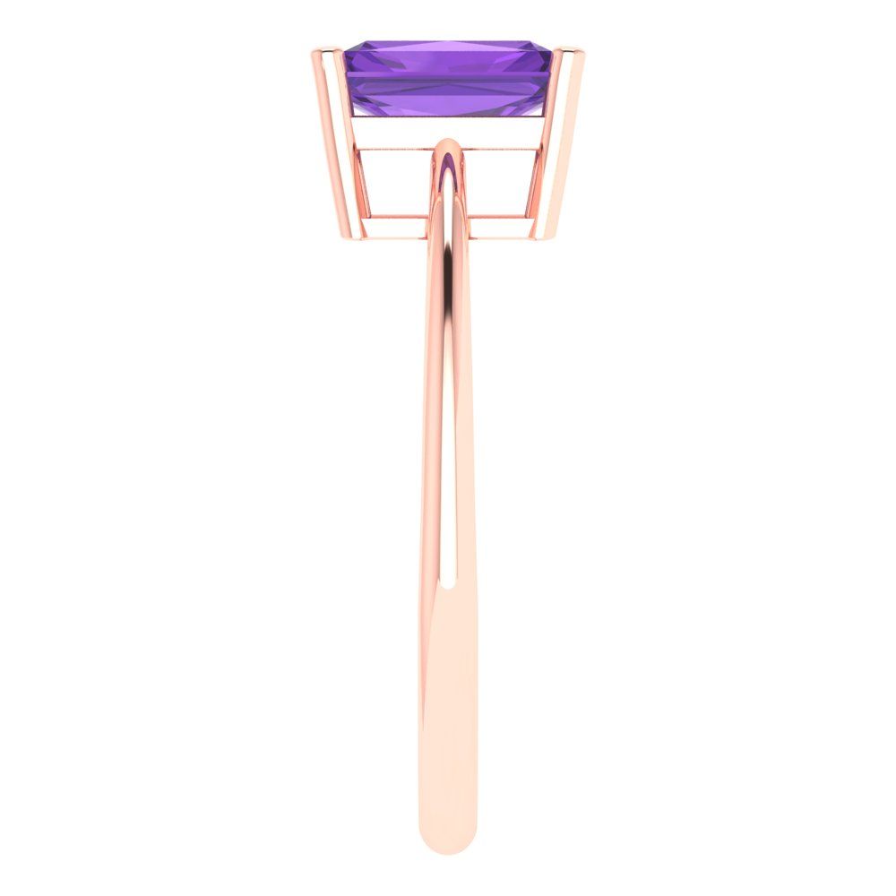 1 cttw Natural Amethyst Solitaire  Engagement Ring - Solid Gold (Radiant Cut,7x5mm)