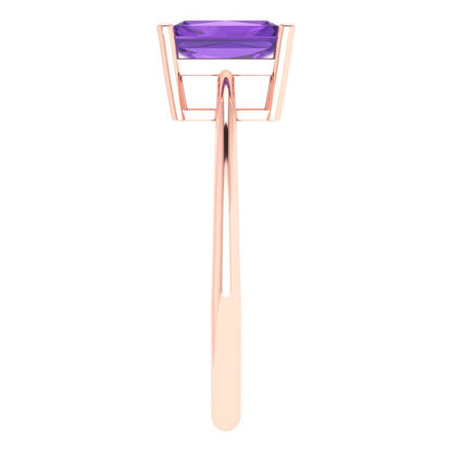 1 cttw Natural Amethyst Solitaire  Engagement Ring - Solid Gold (Radiant Cut,7x5mm)