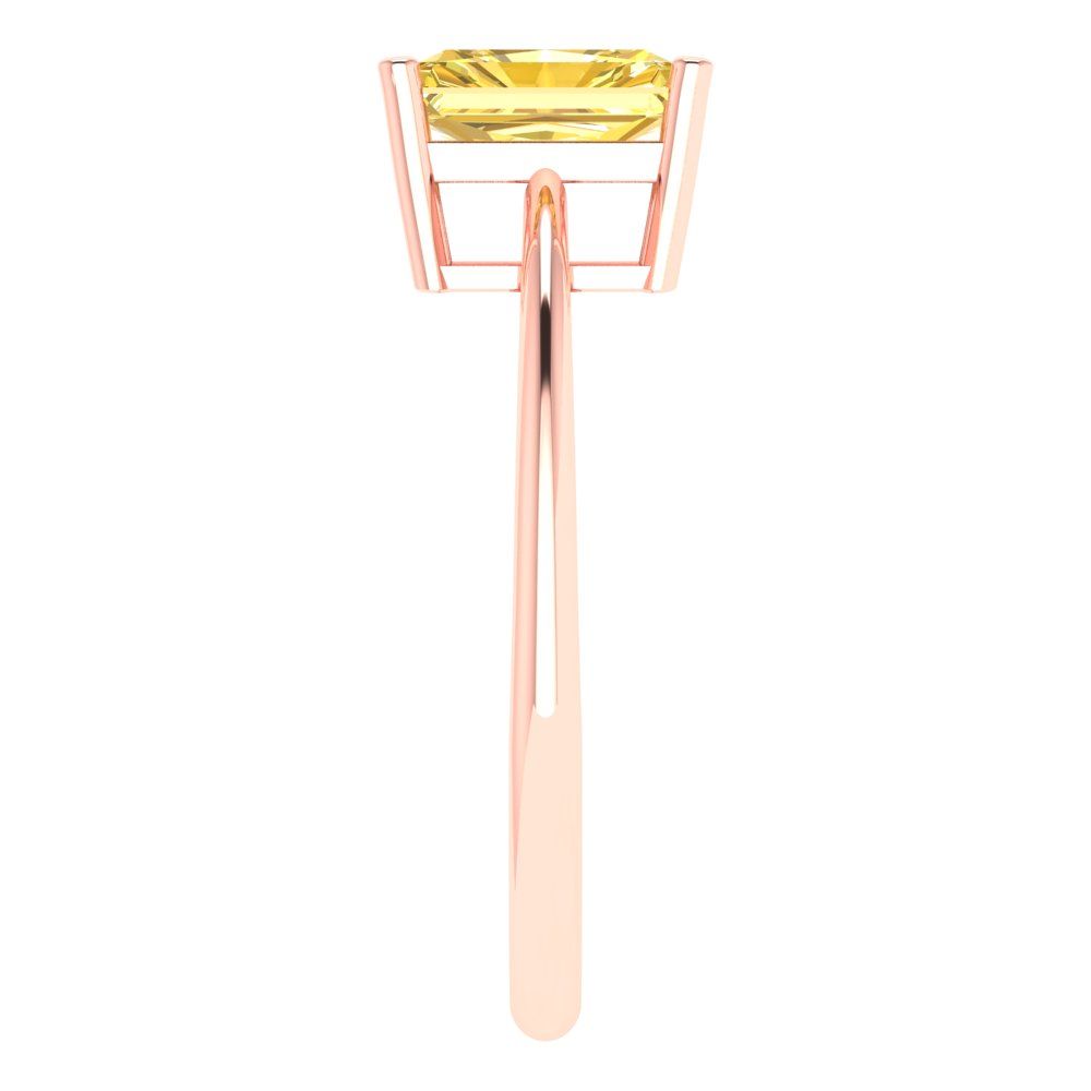 1 cttw Zirconia Simulated Yellow Diamond Solitaire  Engagement Ring - Solid Gold (VVS1, Radiant Cut,7x5mm)