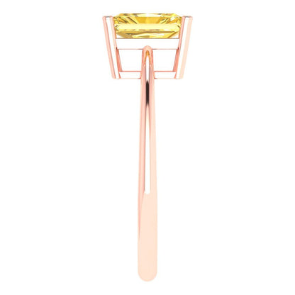 1 cttw Zirconia Simulated Yellow Diamond Solitaire  Engagement Ring - Solid Gold (VVS1, Radiant Cut,7x5mm)