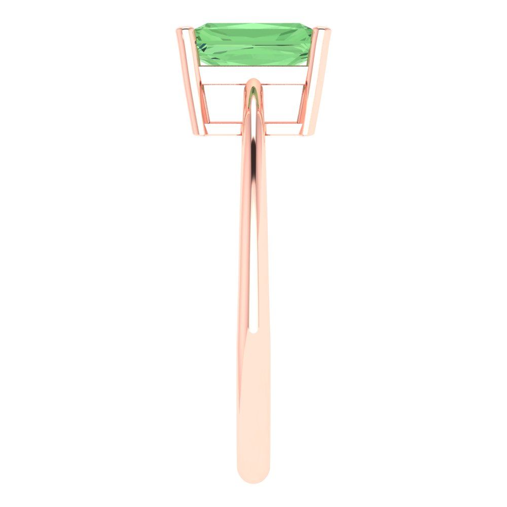 1 cttw Zirconia Simulated Green Diamond Solitaire  Engagement Ring - Solid Gold (VVS1, Radiant Cut,7x5mm)