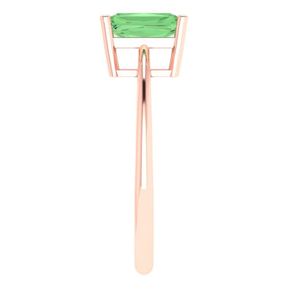 1 cttw Zirconia Simulated Green Diamond Solitaire  Engagement Ring - Solid Gold (VVS1, Radiant Cut,7x5mm)