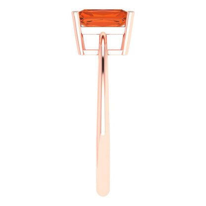 1 cttw Zirconia Simulated Red Diamond Solitaire  Engagement Ring - Solid Gold (VVS1, Radiant Cut,7x5mm)