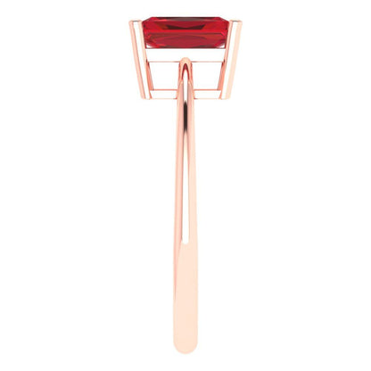 1 cttw Simulated Pink Tourmaline Solitaire  Engagement Ring - Solid Gold (Radiant Cut,7x5mm)