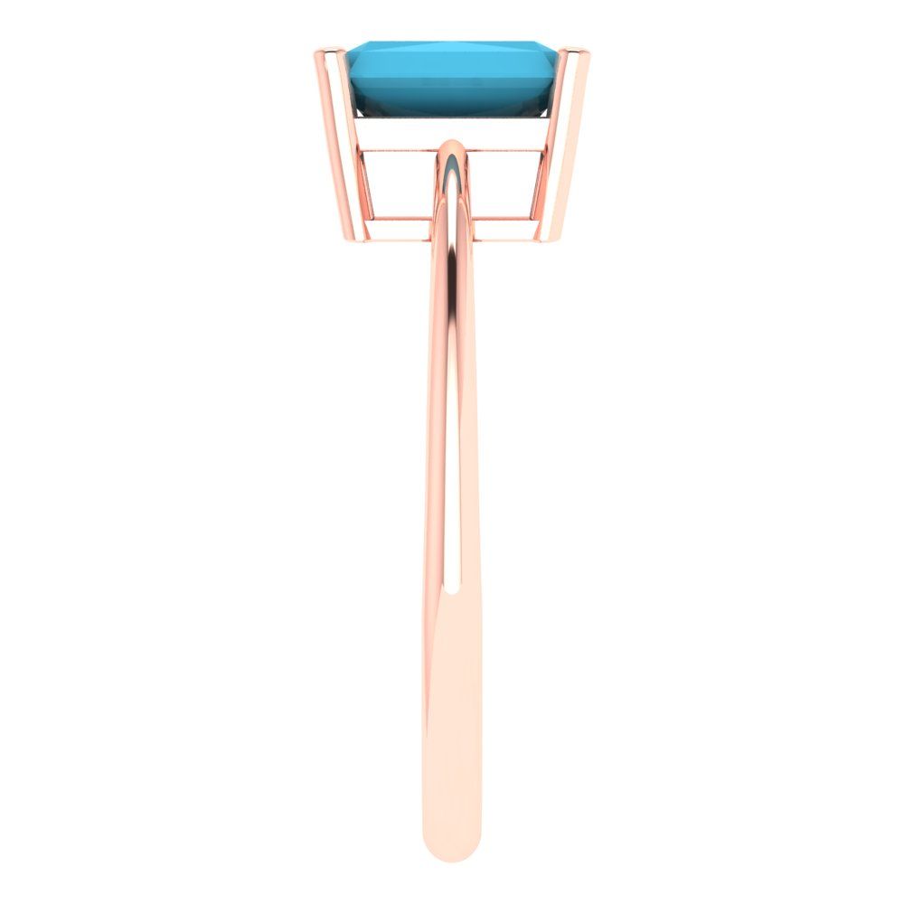 1 cttw Simulated Turquoise Solitaire  Engagement Ring - Solid Gold (Radiant Cut,7x5mm)