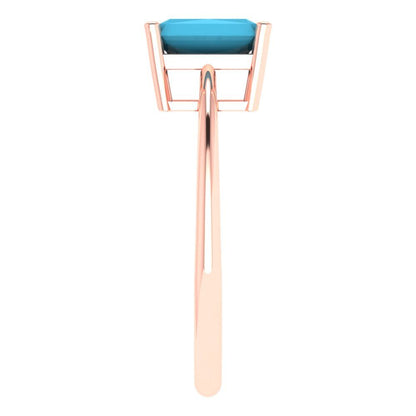 1 cttw Simulated Turquoise Solitaire  Engagement Ring - Solid Gold (Radiant Cut,7x5mm)