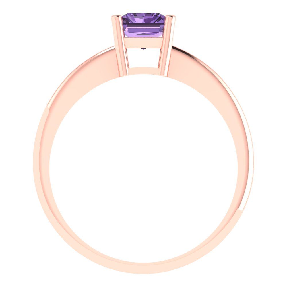 1 cttw Simulated Alexandrite Solitaire  Engagement Ring - Solid Gold (Radiant Cut,7x5mm)