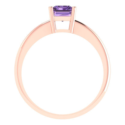 1 cttw Simulated Alexandrite Solitaire  Engagement Ring - Solid Gold (Radiant Cut,7x5mm)