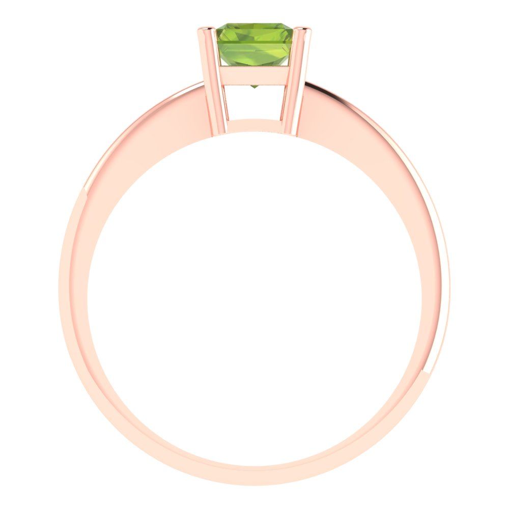 1 cttw Natural Peridot Solitaire  Engagement Ring - Solid Gold (Radiant Cut,7x5mm)