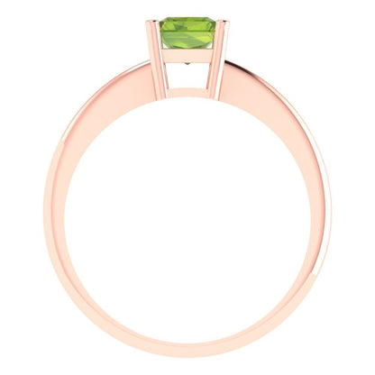 1 cttw Natural Peridot Solitaire  Engagement Ring - Solid Gold (Radiant Cut,7x5mm)