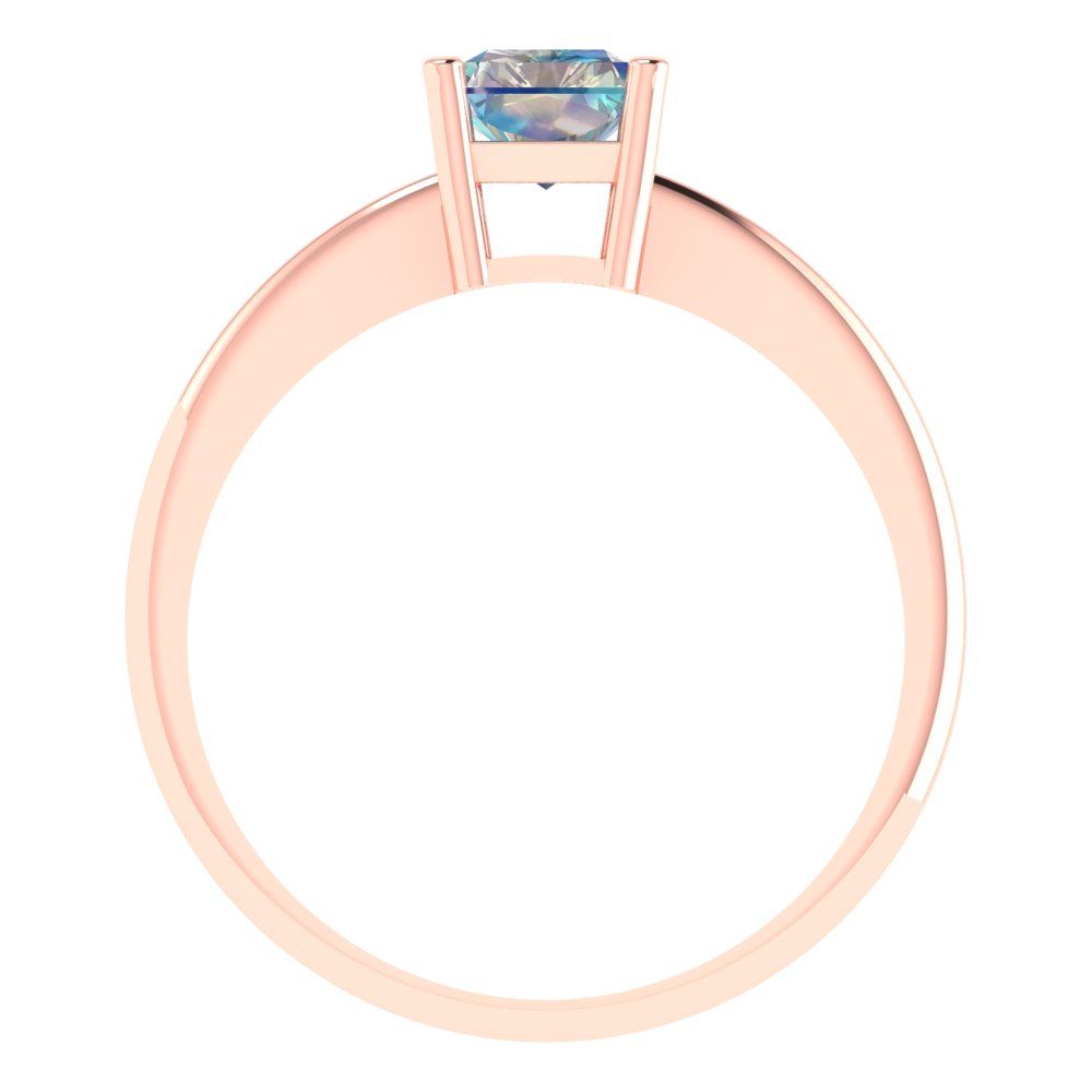 1 cttw Blue Moissanite Solitaire  Engagement Ring - Solid Gold (Radiant Cut,7x5mm)