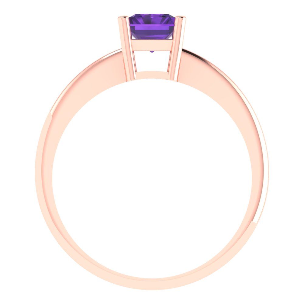 1 cttw Natural Amethyst Solitaire  Engagement Ring - Solid Gold (Radiant Cut,7x5mm)