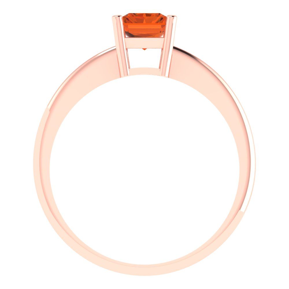 1 cttw Simulated Ruby Solitaire  Engagement Ring - Solid Rose Gold (VVS1, Radiant Cut,7x5mm)