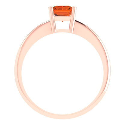 1 cttw Simulated Ruby Solitaire  Engagement Ring - Solid Rose Gold (VVS1, Radiant Cut,7x5mm)