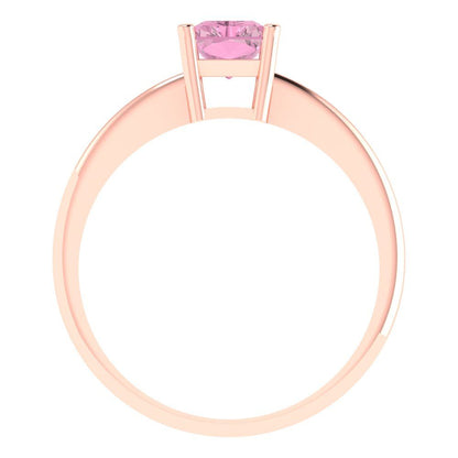 1 cttw Zirconia Simulated Pink Diamond Solitaire  Engagement Ring - Solid Gold (VVS1, Radiant Cut,7x5mm)