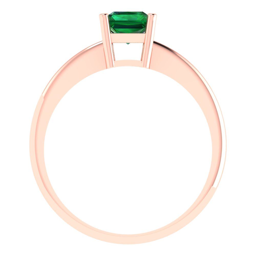 1 cttw Simulated Emerald Solitaire  Engagement Ring - Solid Gold (Radiant Cut,7x5mm)