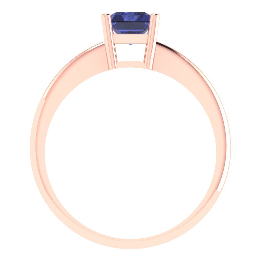 1 cttw Simulated Tanzanite Solitaire  Engagement Ring - Solid Gold (Radiant Cut,7x5mm)