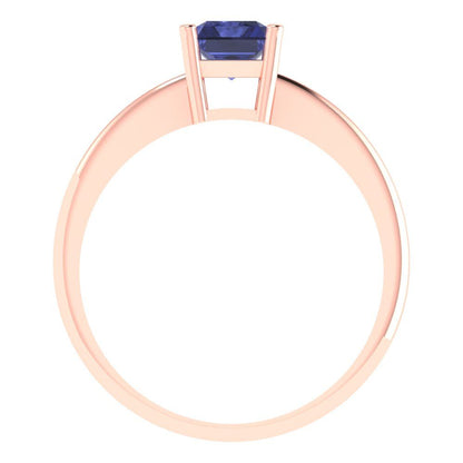 1 cttw Simulated Tanzanite Solitaire  Engagement Ring - Solid Gold (Radiant Cut,7x5mm)
