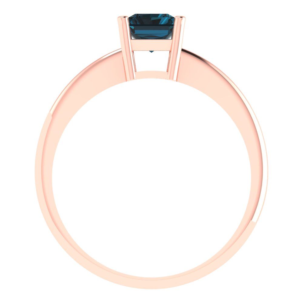 1 cttw Natural London Blue Topaz Solitaire  Engagement Ring - Solid Gold (Radiant Cut,7x5mm)