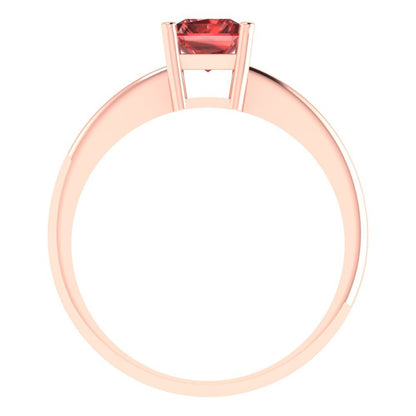 1 cttw Natural Garnet Solitaire  Engagement Ring - Solid Gold (Radiant Cut,7x5mm)