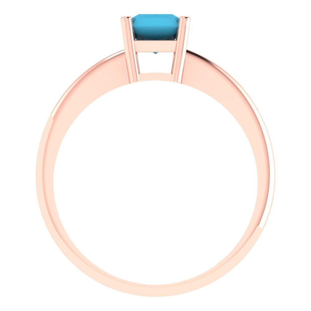 1 cttw Simulated Turquoise Solitaire  Engagement Ring - Solid Gold (Radiant Cut,7x5mm)