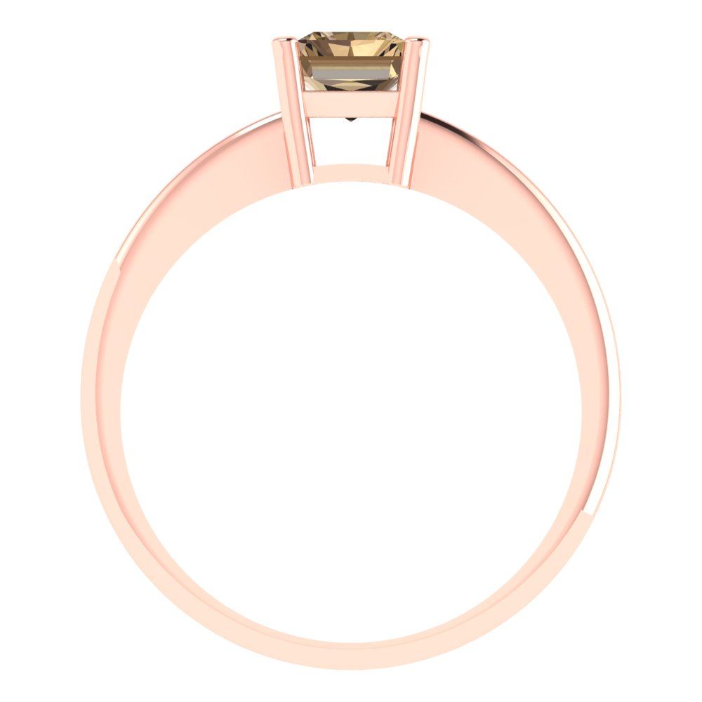 1 cttw Zirconia Simulated Champagne Diamond Solitaire  Engagement Ring - Solid Gold (VVS1, Radiant Cut,7x5mm)