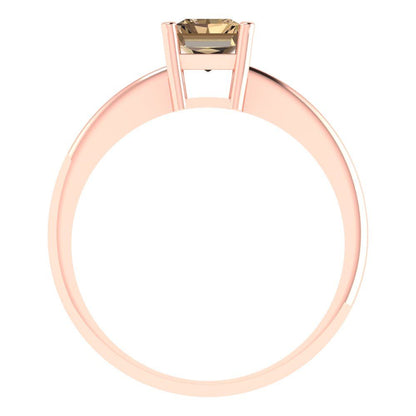 1 cttw Zirconia Simulated Champagne Diamond Solitaire  Engagement Ring - Solid Gold (VVS1, Radiant Cut,7x5mm)