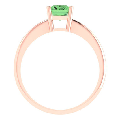 1 cttw Zirconia Simulated Green Diamond Solitaire  Engagement Ring - Solid Gold (VVS1, Radiant Cut,7x5mm)