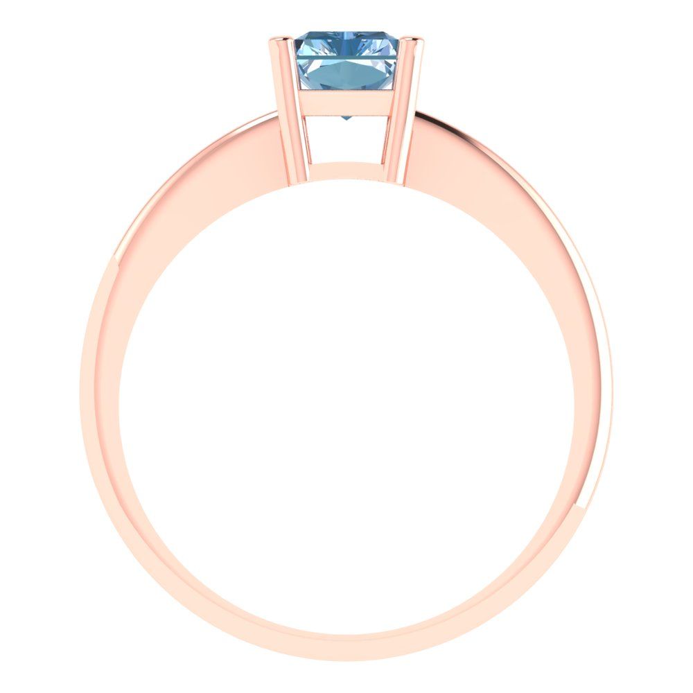 1 cttw Zirconia Simulated Blue Diamond Solitaire  Engagement Ring - Solid Gold (VVS1, Radiant Cut,7x5mm)