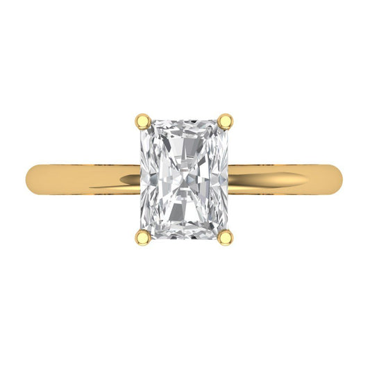 1.75 cttw Moissanite Solitaire  Engagement Ring - Solid Yellow Gold (VVS1, Radiant Cut,7.5x5.5mm)