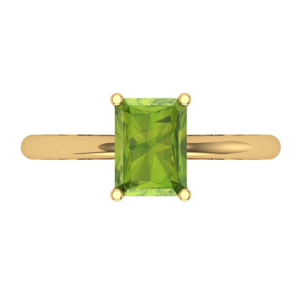 1.75 cttw Natural Peridot Solitaire  Engagement Ring - Solid Gold (Radiant Cut,7.5x5.5mm)