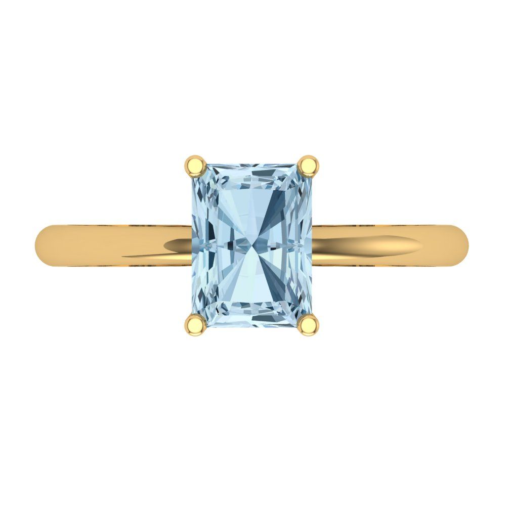 1.75 cttw Zirconia Simulated Blue Diamond Solitaire  Engagement Ring - Solid Gold (VVS1, Radiant Cut,7.5x5.5mm)