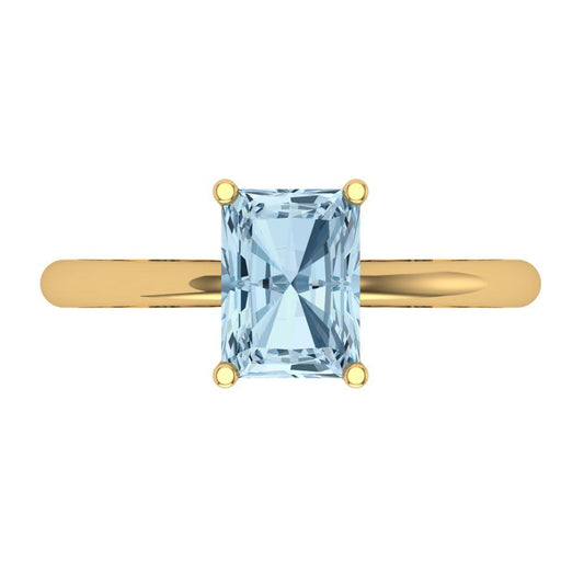 1.75 cttw Zirconia Simulated Blue Diamond Solitaire  Engagement Ring - Solid Yellow Gold (VVS1, Radiant Cut,7.5x5.5mm)