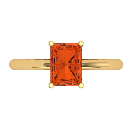 1.75 cttw Zirconia Simulated Red Diamond Solitaire  Engagement Ring - Solid Yellow Gold (VVS1, Radiant Cut,7.5x5.5mm)