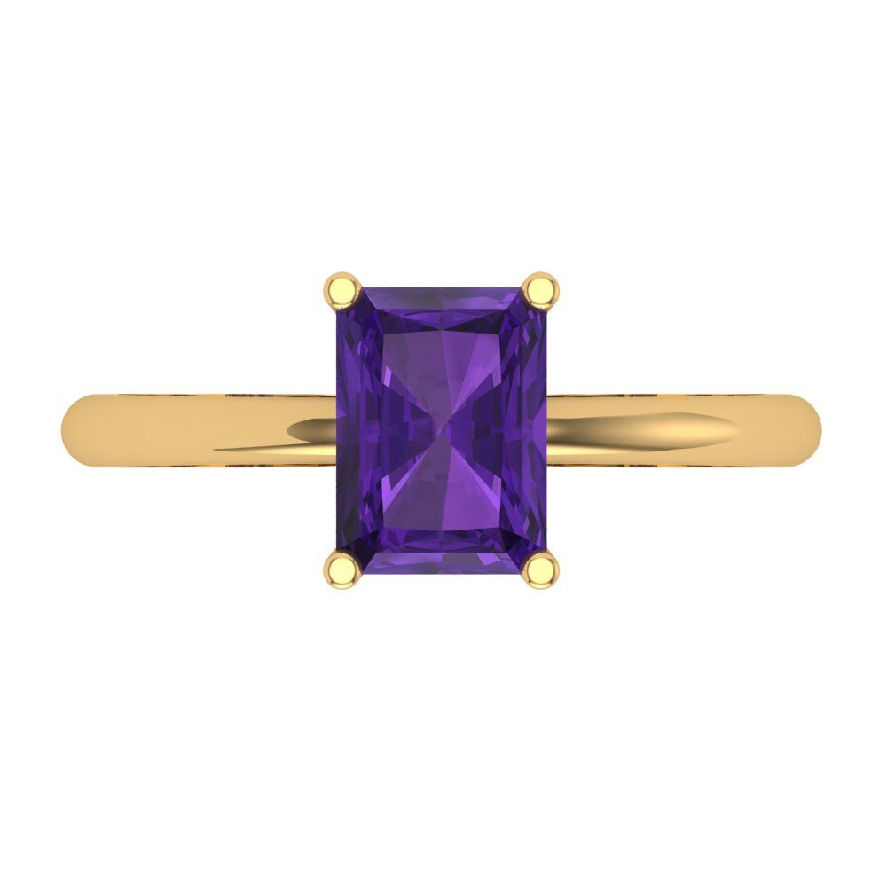 1.75 cttw Natural Amethyst Solitaire  Engagement Ring - Solid Gold (Radiant Cut,7.5x5.5mm)