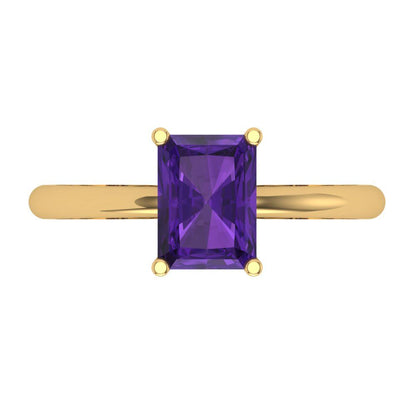 1.75 cttw Natural Amethyst Solitaire  Engagement Ring - Solid Gold (Radiant Cut,7.5x5.5mm)