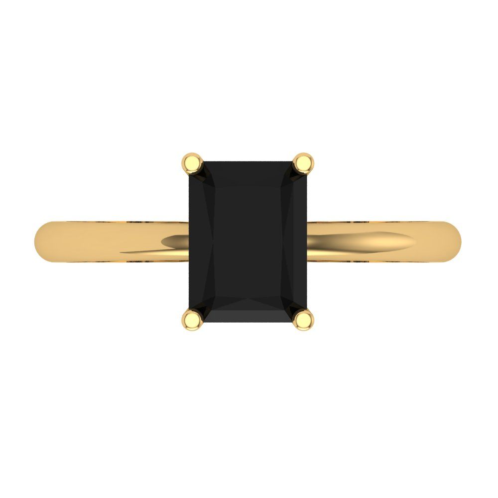 1.75 cttw Natural Onyx Solitaire  Engagement Ring - Solid Gold (Radiant Cut,7.5x5.5mm)