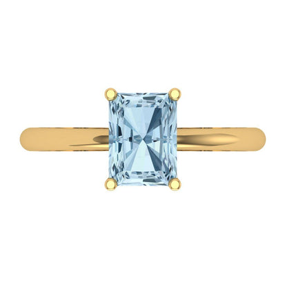 1.75 cttw Natural Sky Blue Topaz Solitaire  Engagement Ring - Solid Gold (Radiant Cut,7.5x5.5mm)