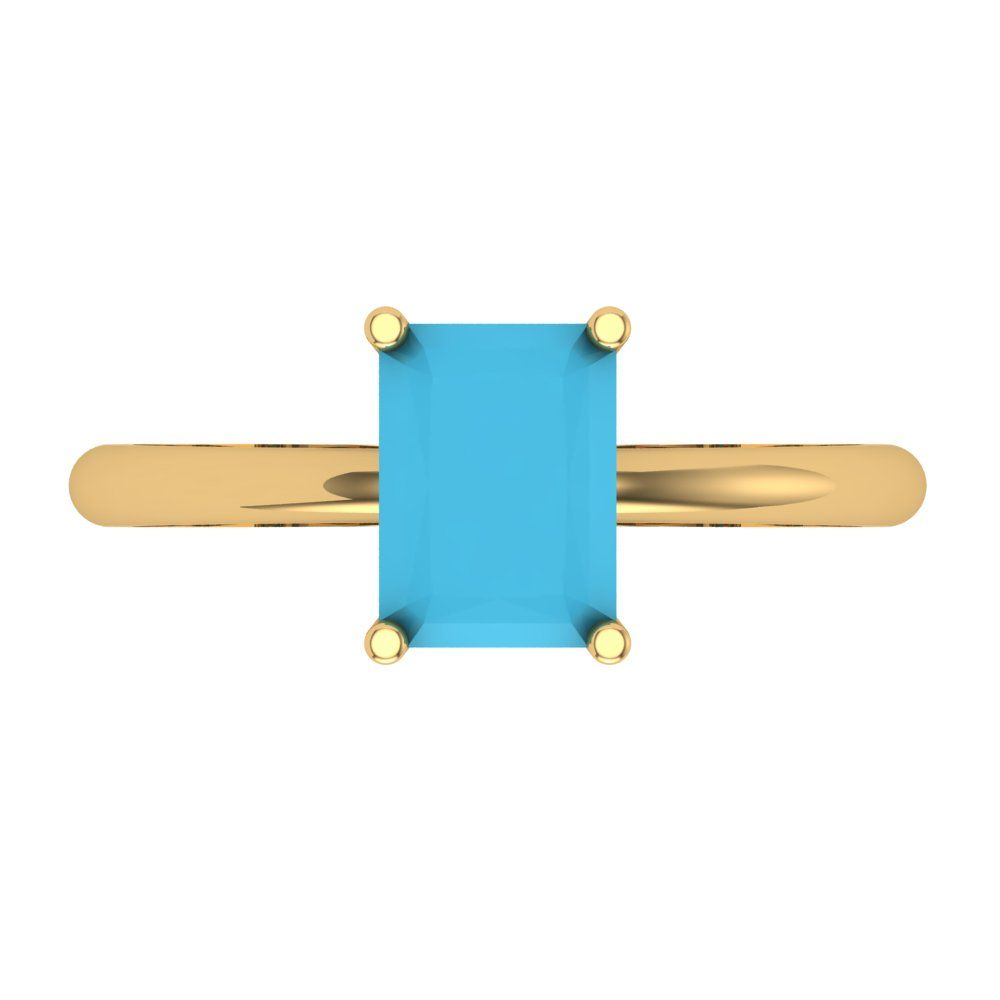 1.75 cttw Simulated Turquoise Solitaire  Engagement Ring - Solid Gold (Radiant Cut,7.5x5.5mm)