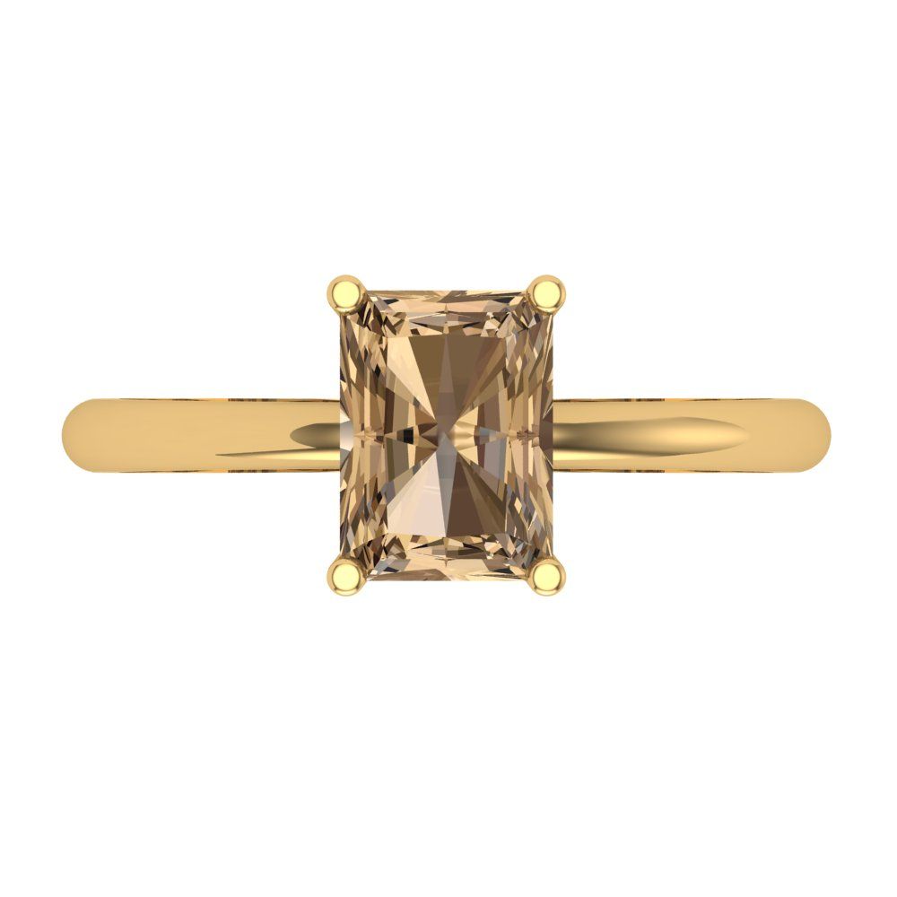 1.75 cttw Zirconia Simulated Champagne Diamond Solitaire  Engagement Ring - Solid Gold (VVS1, Radiant Cut,7.5x5.5mm)