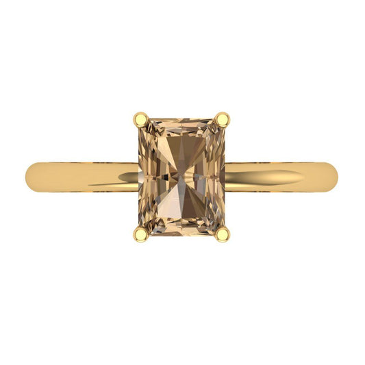 1.75 cttw Zirconia Simulated Champagne Diamond Solitaire  Engagement Ring - Solid Yellow Gold (VVS1, Radiant Cut,7.5x5.5mm)