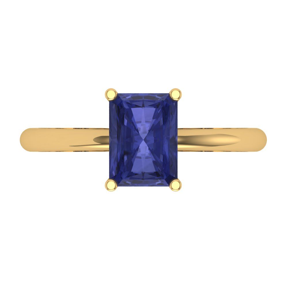 1.75 cttw Simulated Tanzanite Solitaire  Engagement Ring - Solid Gold (Radiant Cut,7.5x5.5mm)