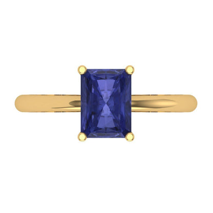 1.75 cttw Simulated Tanzanite Solitaire  Engagement Ring - Solid Gold (Radiant Cut,7.5x5.5mm)