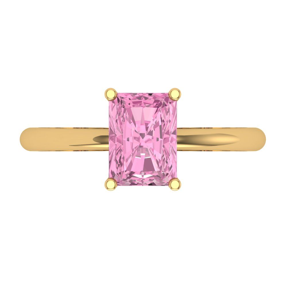 1.75 cttw Zirconia Simulated Pink Diamond Solitaire  Engagement Ring - Solid Gold (VVS1, Radiant Cut,7.5x5.5mm)