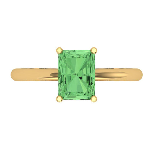 1.75 cttw Zirconia Simulated Green Diamond Solitaire  Engagement Ring - Solid Yellow Gold (VVS1, Radiant Cut,7.5x5.5mm)
