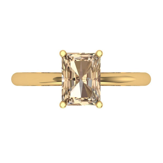 1.75 cttw Yellow Moissanite Solitaire  Engagement Ring - Solid Yellow Gold (VVS1, Radiant Cut,7.5x5.5mm)