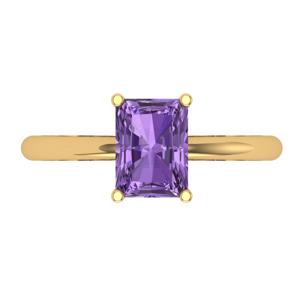 1.75 cttw Simulated Alexandrite Solitaire  Engagement Ring - Solid Gold (Radiant Cut,7.5x5.5mm)