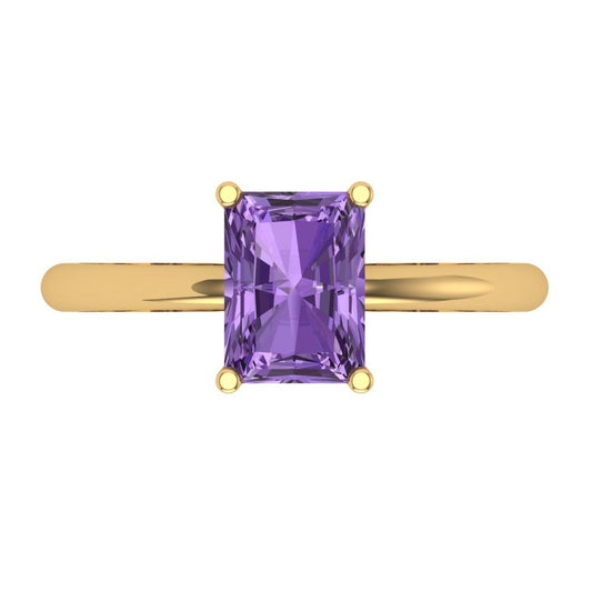 1.75 cttw Simulated Alexandrite Solitaire  Engagement Ring - Solid Yellow Gold (VVS1, Radiant Cut,7.5x5.5mm)