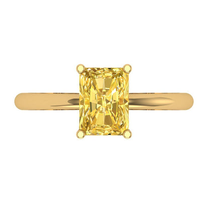 1.75 cttw Natural Citrine Solitaire  Engagement Ring - Solid Gold (Radiant Cut,7.5x5.5mm)